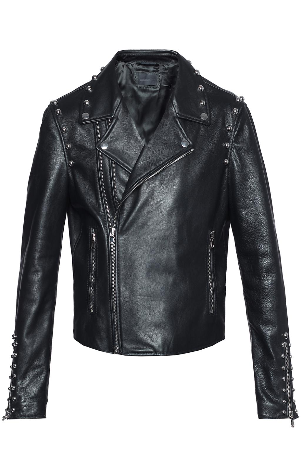 Studded Leather Biker Jacket Diesel Black Gold Vitkac Kr